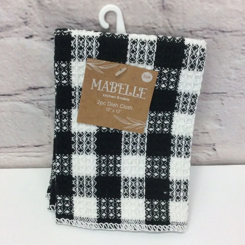 Buffalo Check 5 Pc. Kitchen Set Black/White Towel/Mitt/Pot Holder/2 Dish Cloths